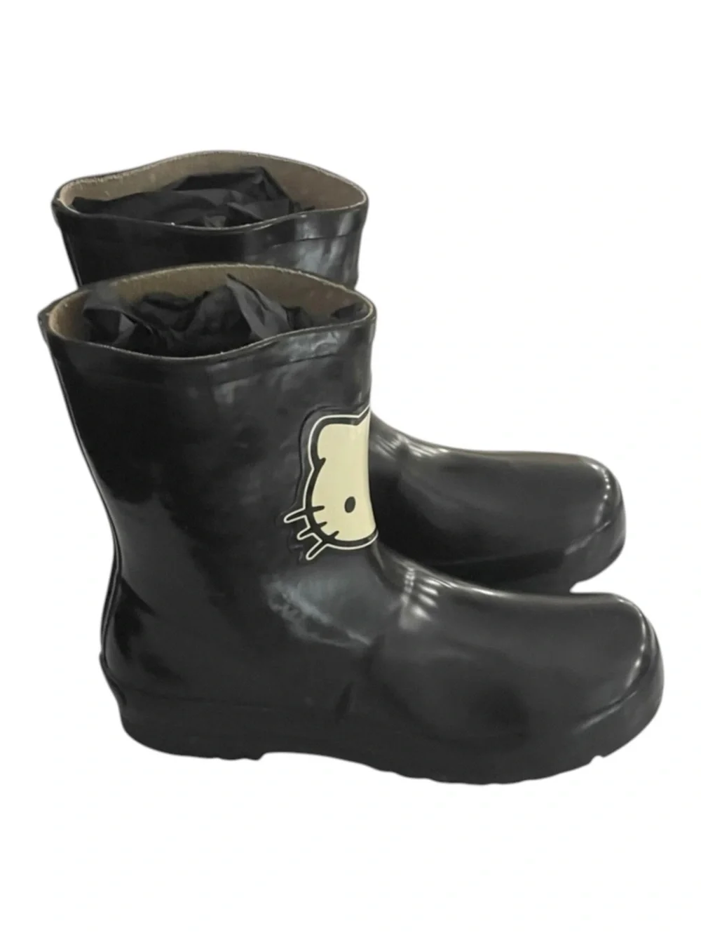 Rare: Victoria Couture x Sanrio 🝮 Hello Kitty Rain Boots 🝮 Glossy Black 🝮 2.5